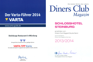 Empfehlung im Diners Club Magazin und Auszeichnung VARTA-Führer 2014